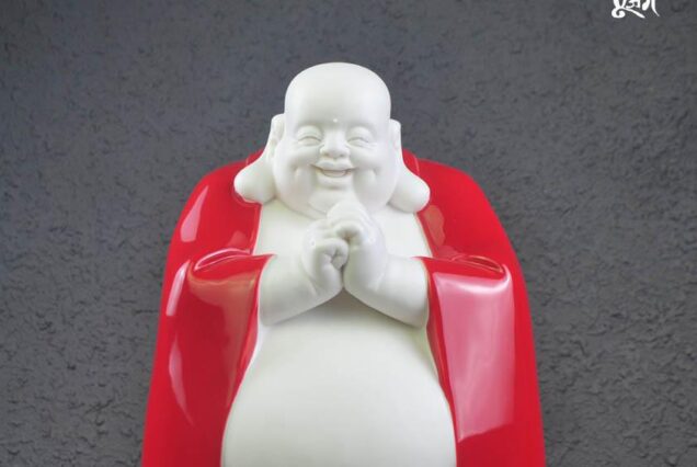 Premium Jingdezhen White Jade Porcelain Maitreya Buddha Statue